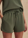 khaki green drawstring waistband short from varley