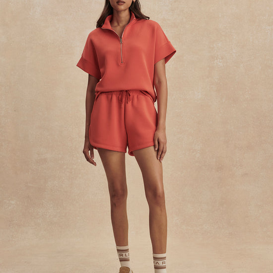 coral sweat pant shorts with drawstring waist from varley model shot