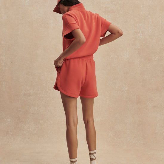 coral sweat pant shorts with drawstring waist from varley rear view