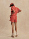 coral sweat pant shorts with drawstring waist from varley rear view