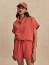 coral sweat pant shorts with drawstring waist from varley model shot
