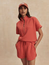 coral sweat pant shorts with drawstring waist from varley model shot