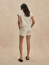 beige sweat pant shorts with drawstring waist from varley rear view