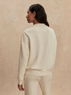 round neck 3/4 placket button down sweatshirt in ivory from varley rear view