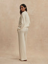 round neck 3/4 placket button down sweatshirt in ivory from varley rear view