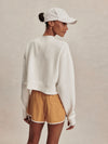 round neck ivory sweatshirt with piping down the centre from varley rear view
