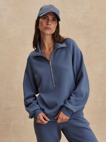 blue sweatshirt with collar and half zip from varley