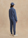 blue slim cuff sweat pants with elasticated waistband from varley rear view