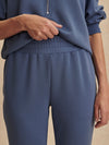blue slim cuff sweat pants with elasticated waistband from varley close up