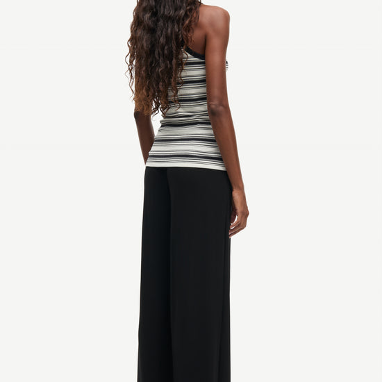 slight racerback tank top with black and white stripes from samsoe  rear view