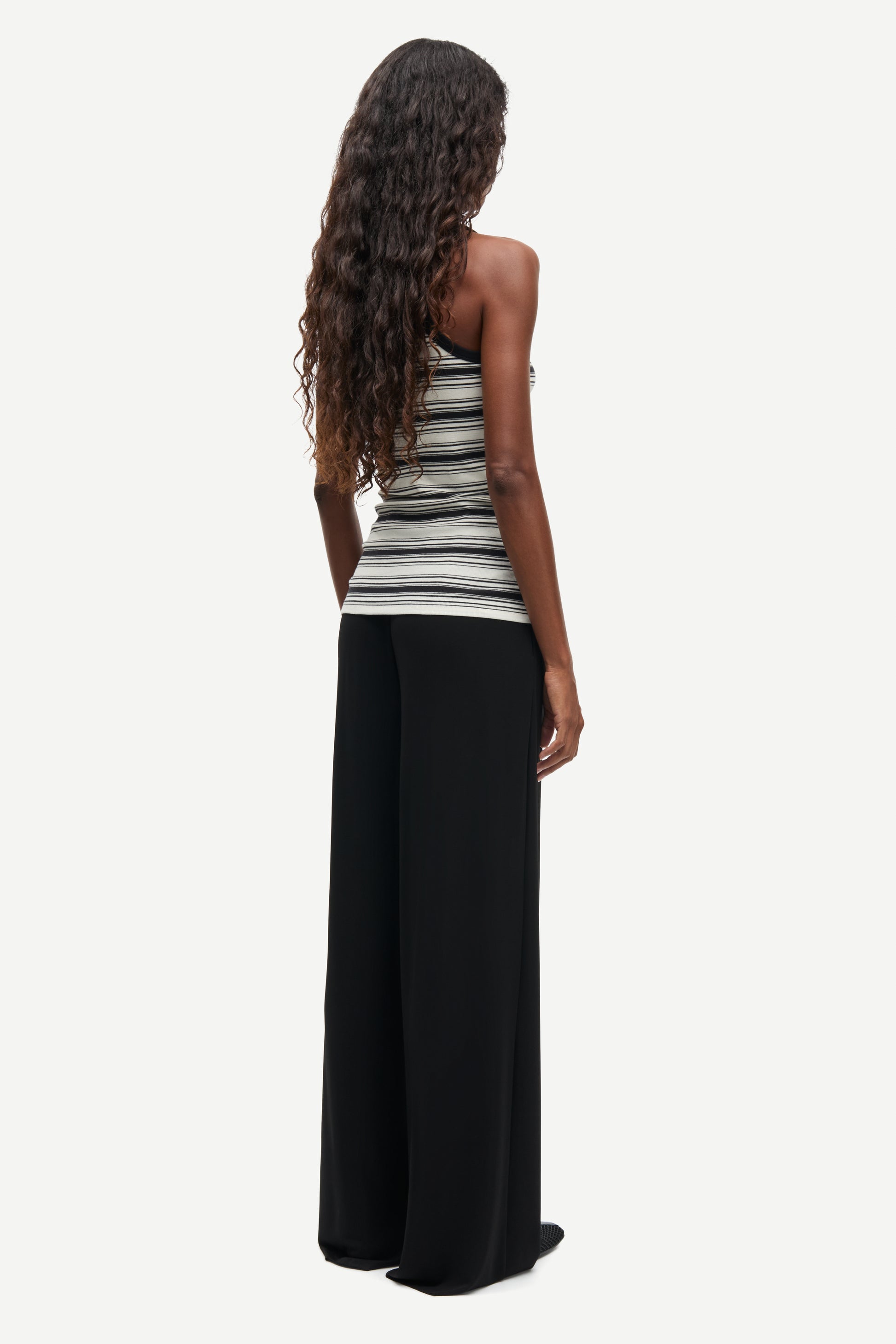 slight racerback tank top with black and white stripes from samsoe  rear view