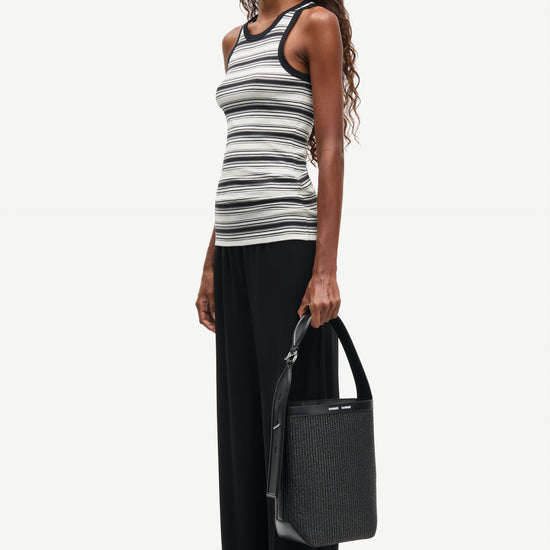 slight racerback tank top with black and white stripes from samsoe  side view