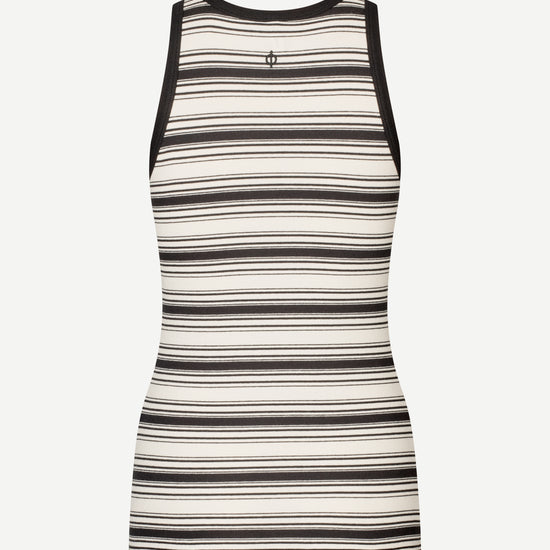 slight racerback tank top with black and white stripes from samsoe  rear view