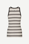 slight racerback tank top with black and white stripes from samsoe  rear view