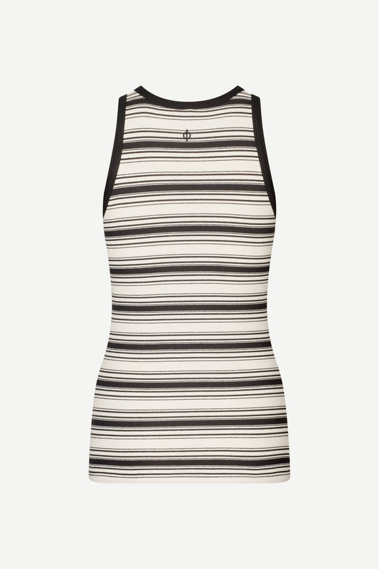 slight racerback tank top with black and white stripes from samsoe  rear view