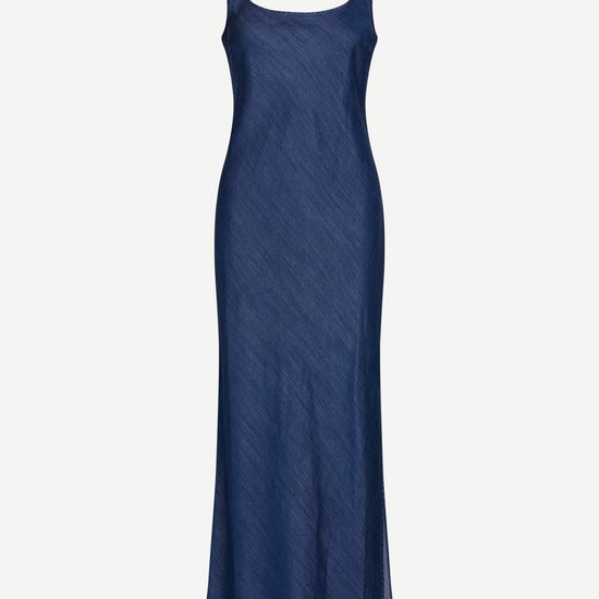 washed denim maxi length dress with square neck from samsoe
