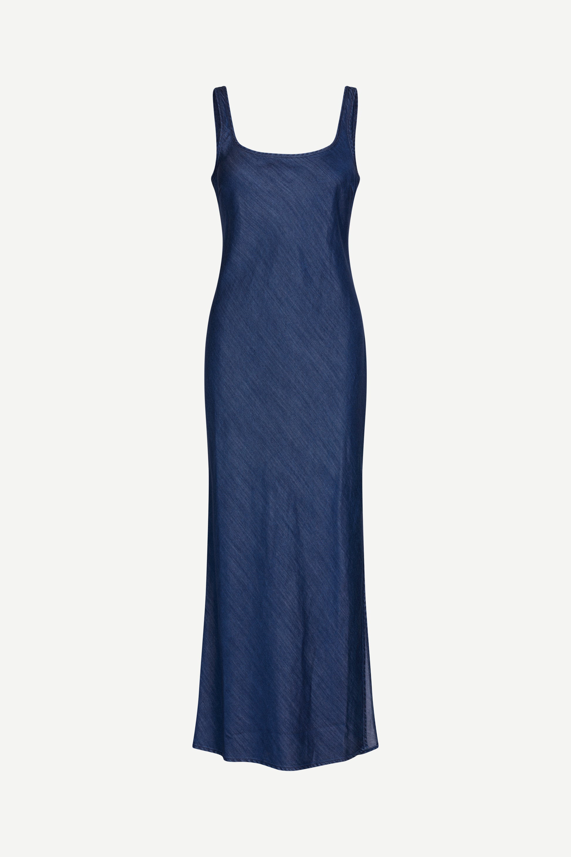 washed denim maxi length dress with square neck from samsoe