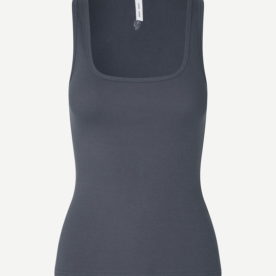 blue stretchy square neck tank top 