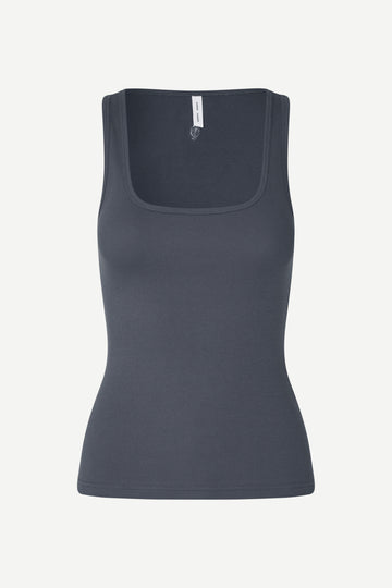 blue stretchy square neck tank top 