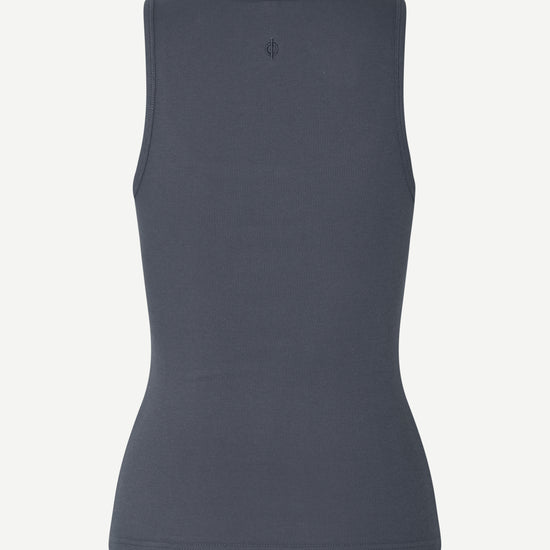 blue stretchy square neck tank top  rear view from Samsoe Samsoe