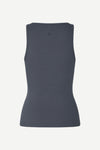 blue stretchy square neck tank top  rear view from Samsoe Samsoe