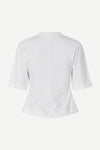 White tee with a round beck on a white background from Samsoe Samsoe