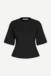 round neck black wide short sleeve t shirt