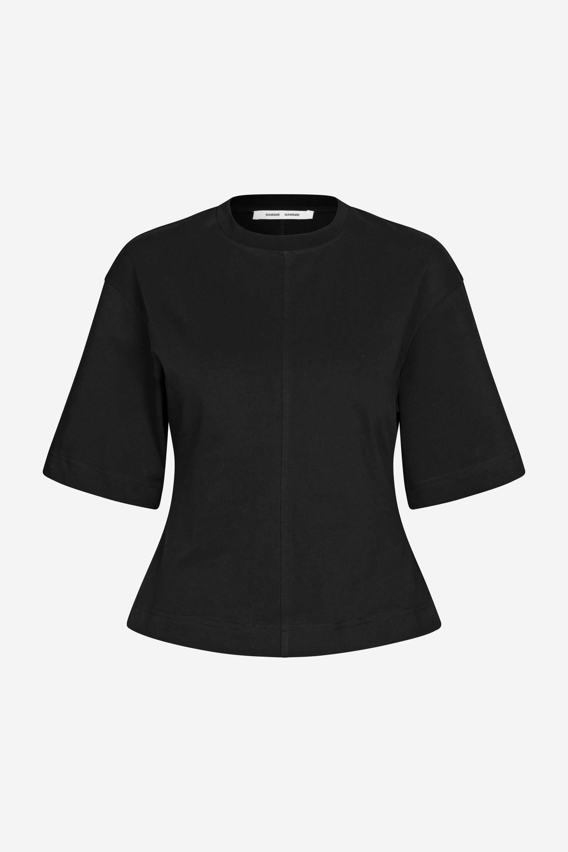 round neck black wide short sleeve t shirt