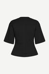 round neck black wide short sleeve t shirt rear view