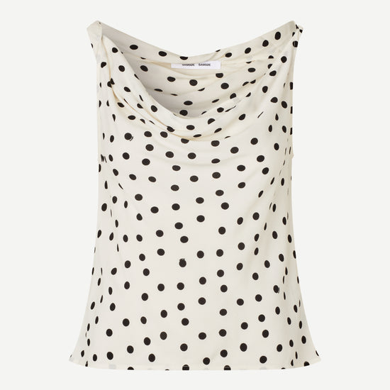 white cowl neck polka dot sleeveless top from samsoe
