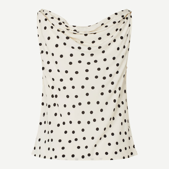 white cowl neck polka dot sleeveless top from samsoe