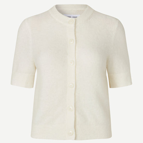 round neck short sleeve white cardigan from samsoe