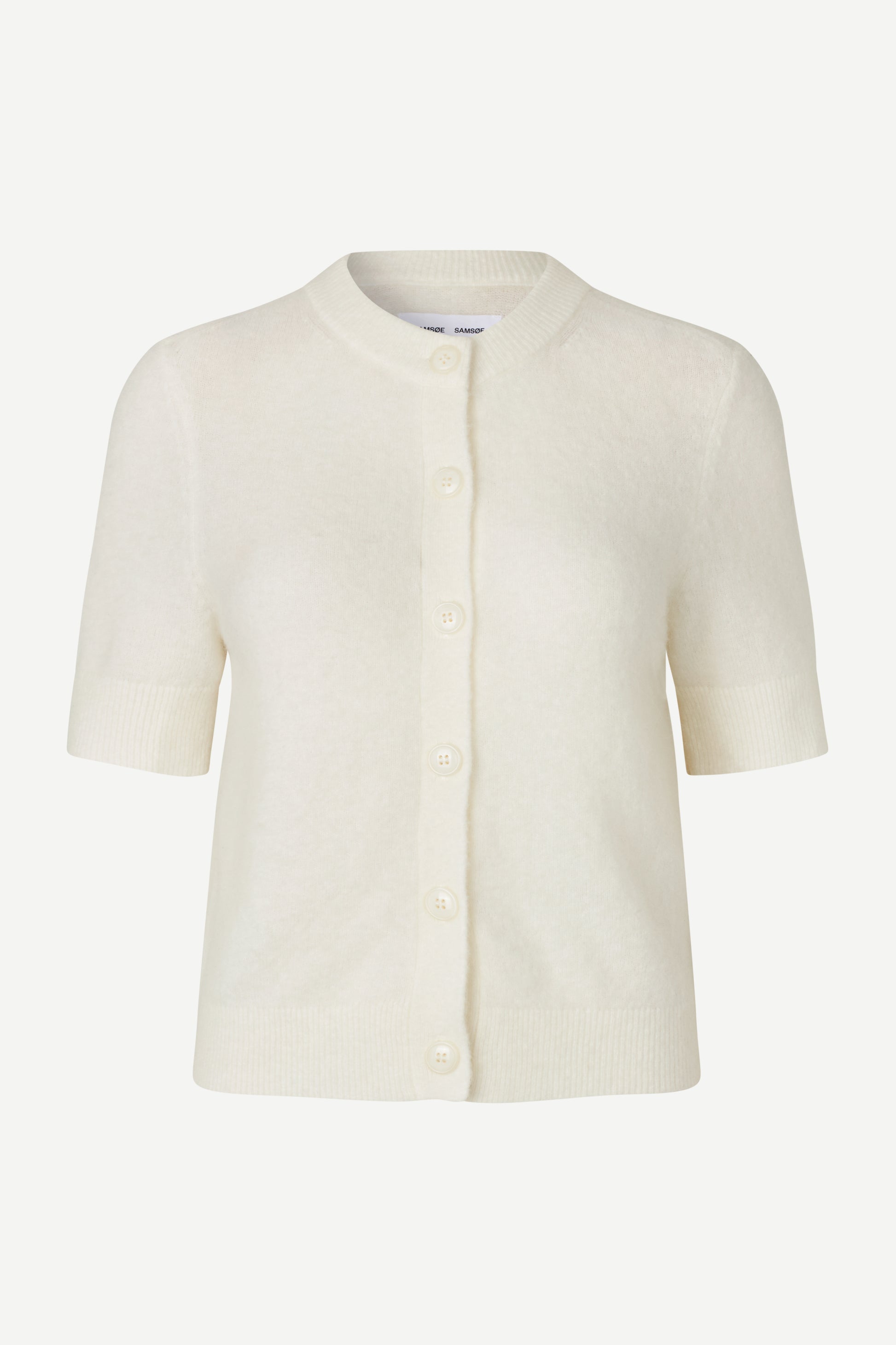 round neck short sleeve white cardigan from samsoe