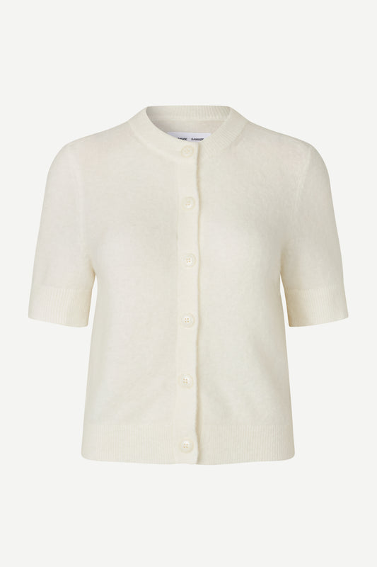 round neck short sleeve white cardigan from samsoe
