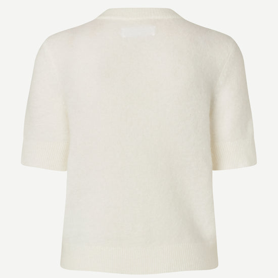 round neck short sleeve white cardigan from samsoe rear 