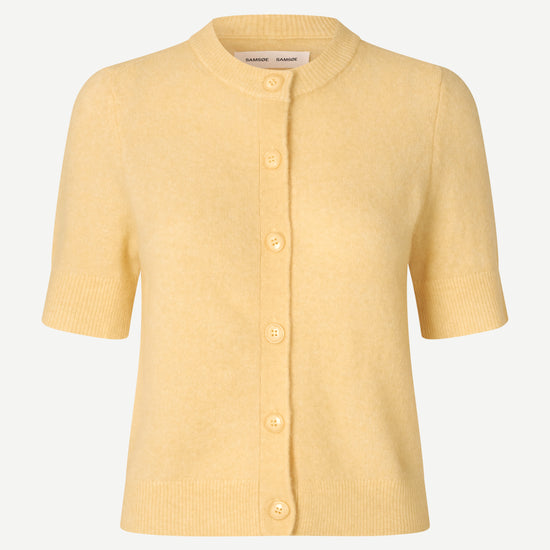 round neck short sleeve yellow cardigan from samsoe