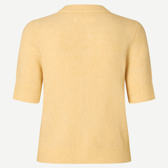 round neck short sleeve yellow cardigan from samsoe rear 