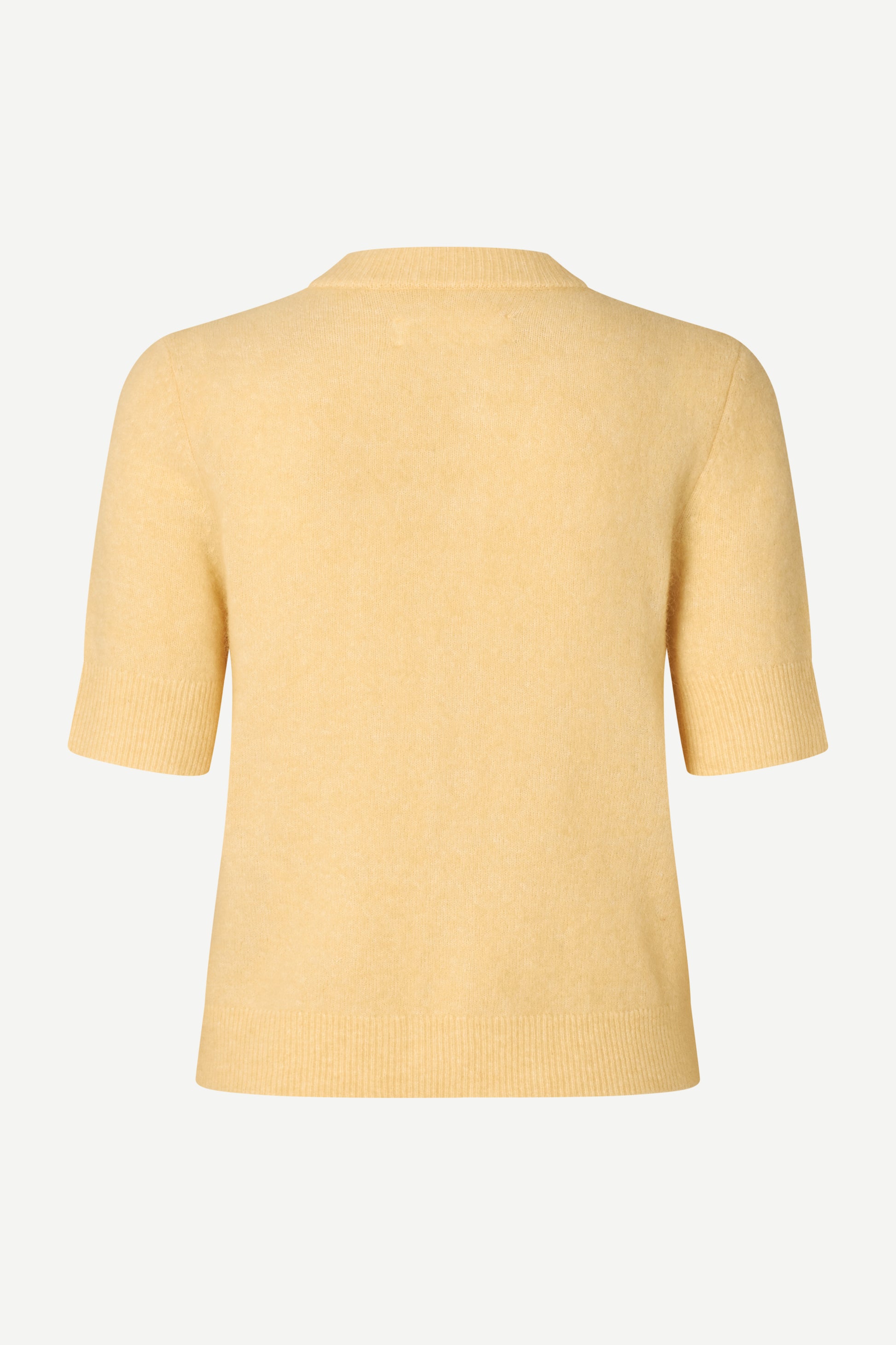 round neck short sleeve yellow cardigan from samsoe rear 