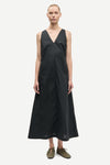 v neck sleeveless a line black dress from samsoe model shot