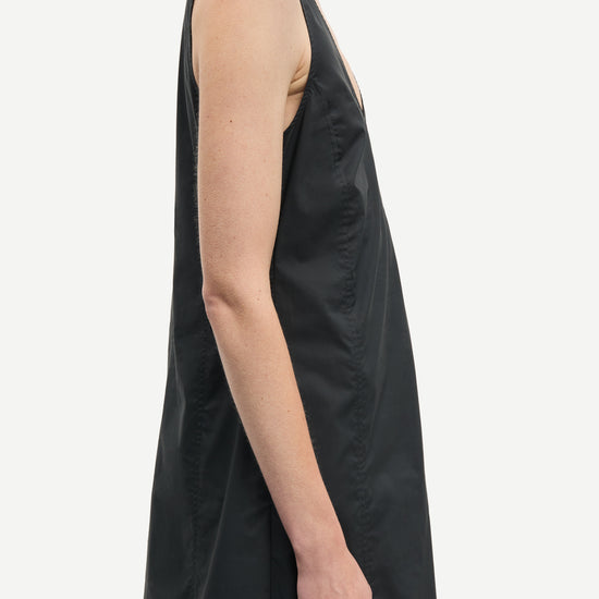 v neck sleeveless a line black dress from samsoe side view