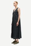 v neck sleeveless a line black dress from samsoe side view
