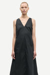 v neck sleeveless a line black dress from samsoe close up