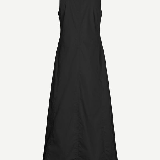 v neck sleeveless a line black dress from samsoe rear view