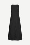 v neck sleeveless a line black dress from samsoe rear view