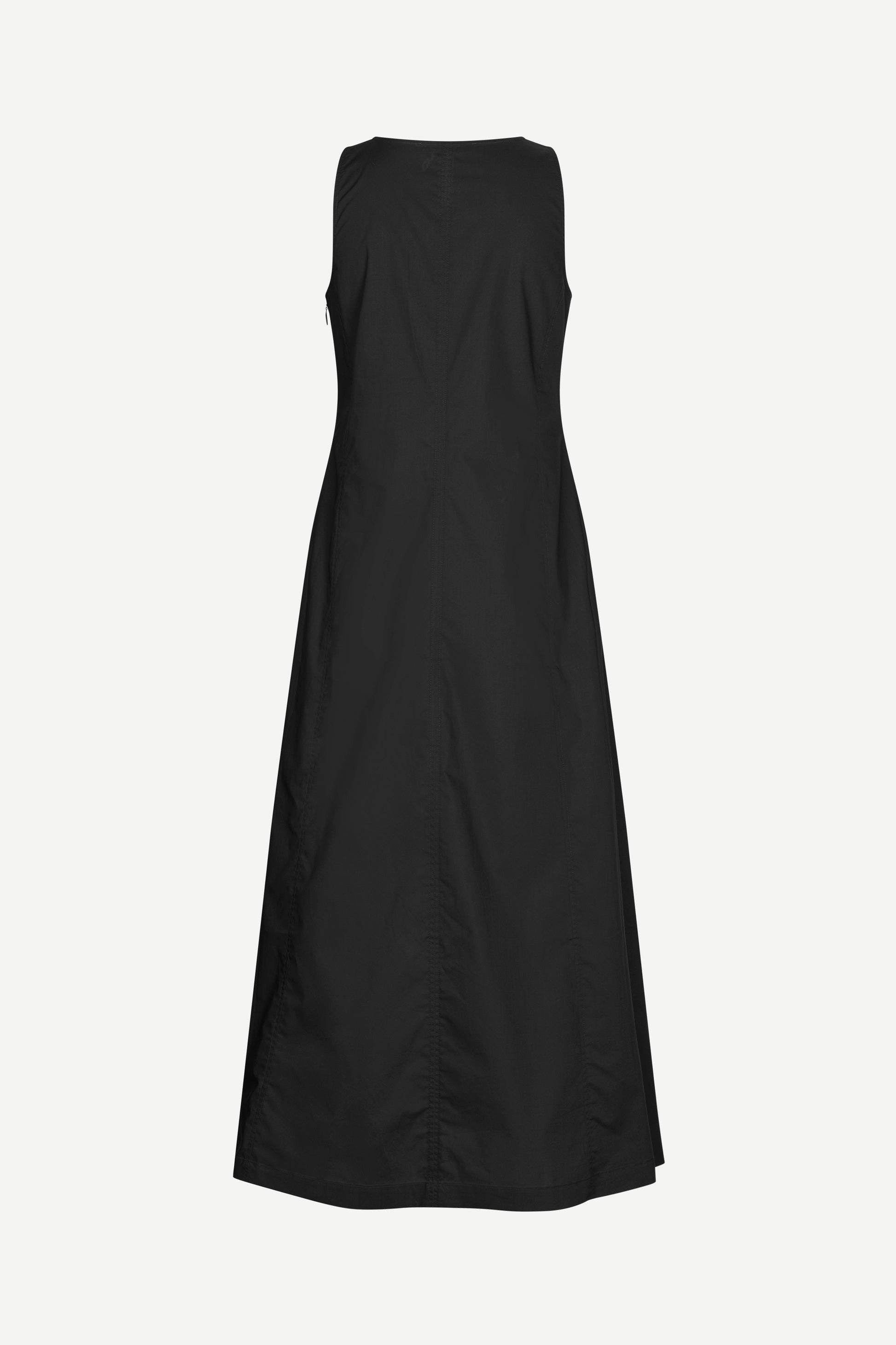 v neck sleeveless a line black dress from samsoe rear view