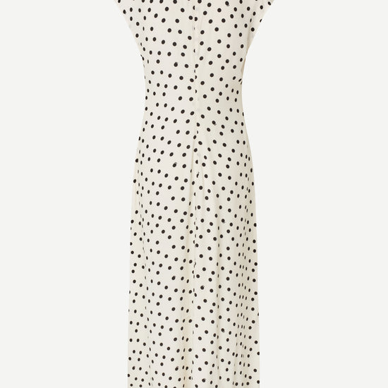 polka dot white mid length dress with cap sleeves and round neck from samsoe  rear 