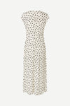 polka dot white mid length dress with cap sleeves and round neck from samsoe  rear 