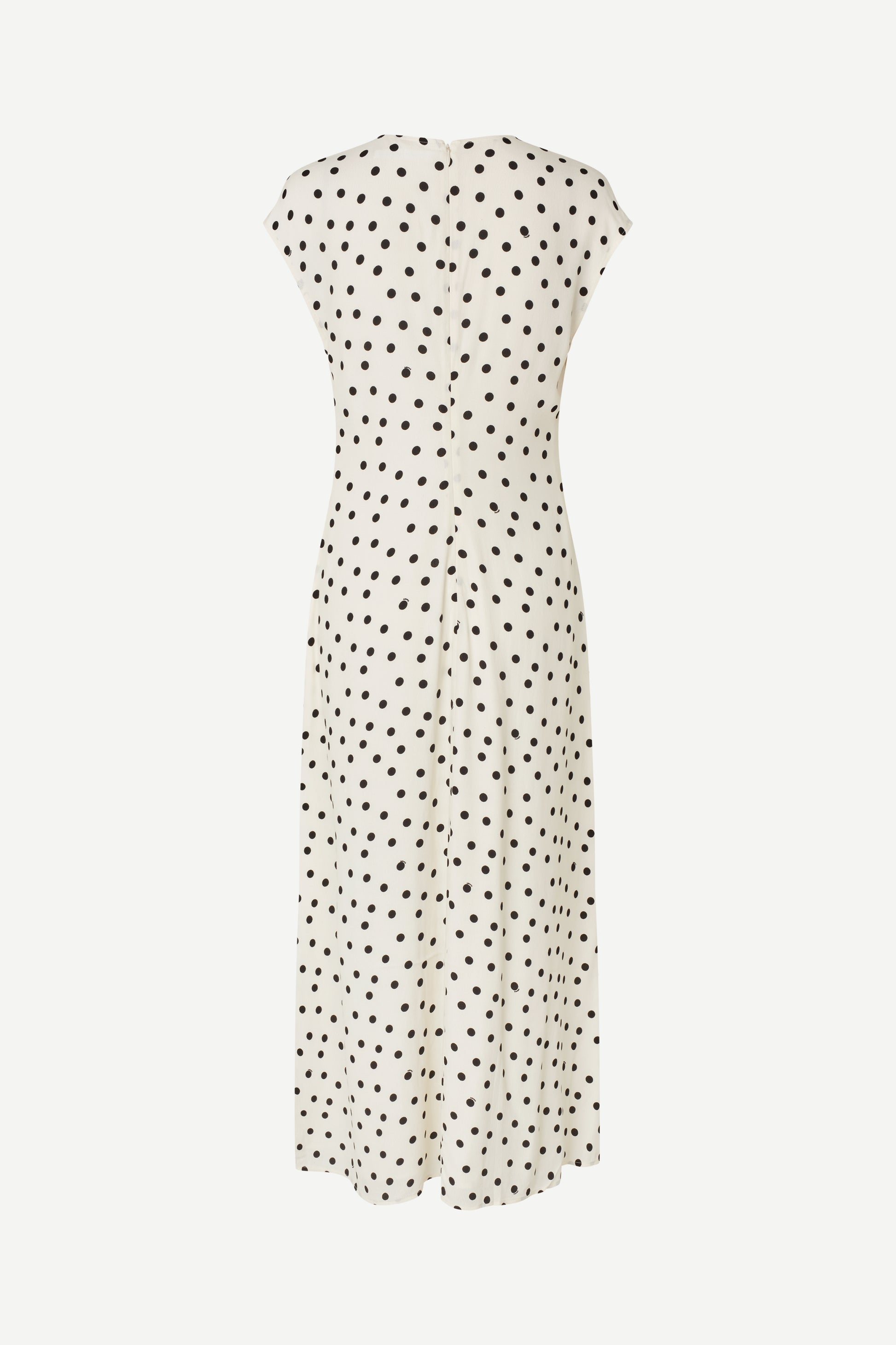 polka dot white mid length dress with cap sleeves and round neck from samsoe  rear 