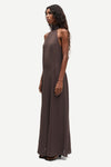 halter neck sleeveless long brown dress from samsoe side