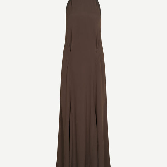 halter neck sleeveless long brown dress from samsoe
